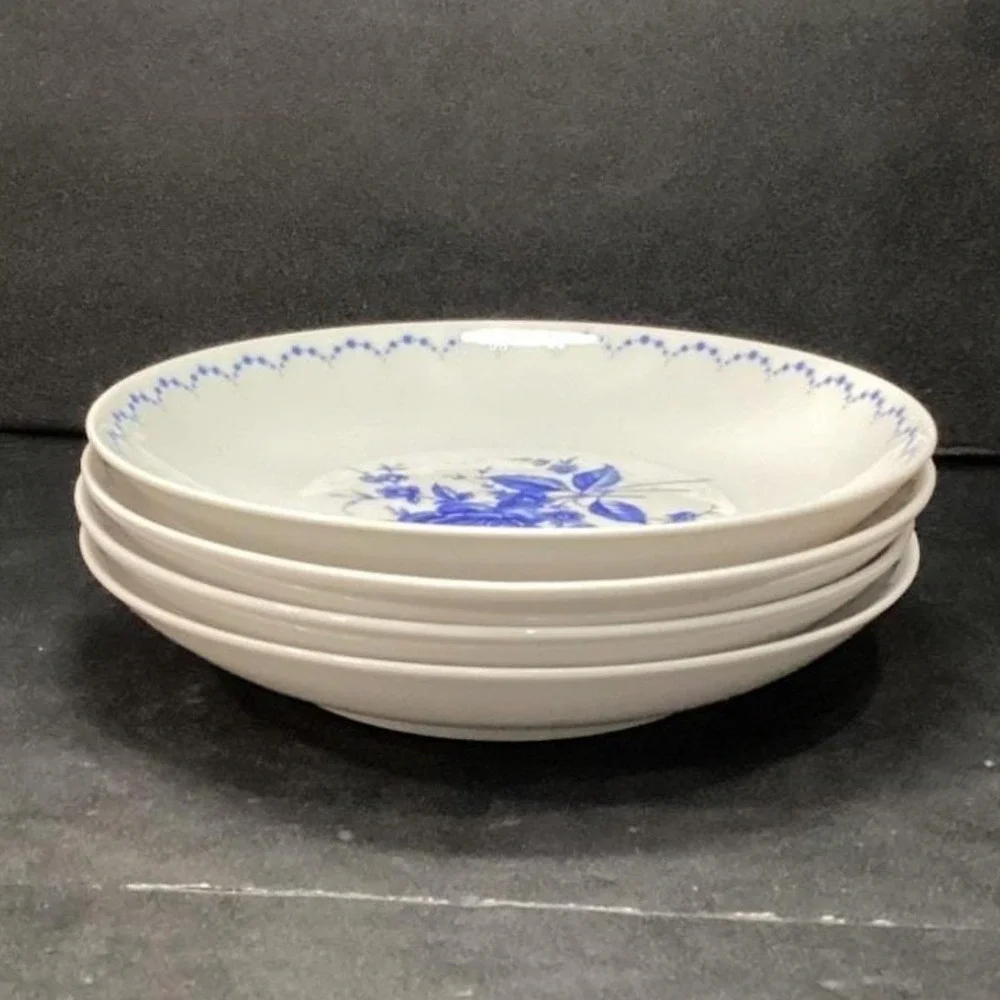 Alboth & Kaiser Bavaria‎ Salad Bowls, Set of 4, Vintage Blue Floral Tableware